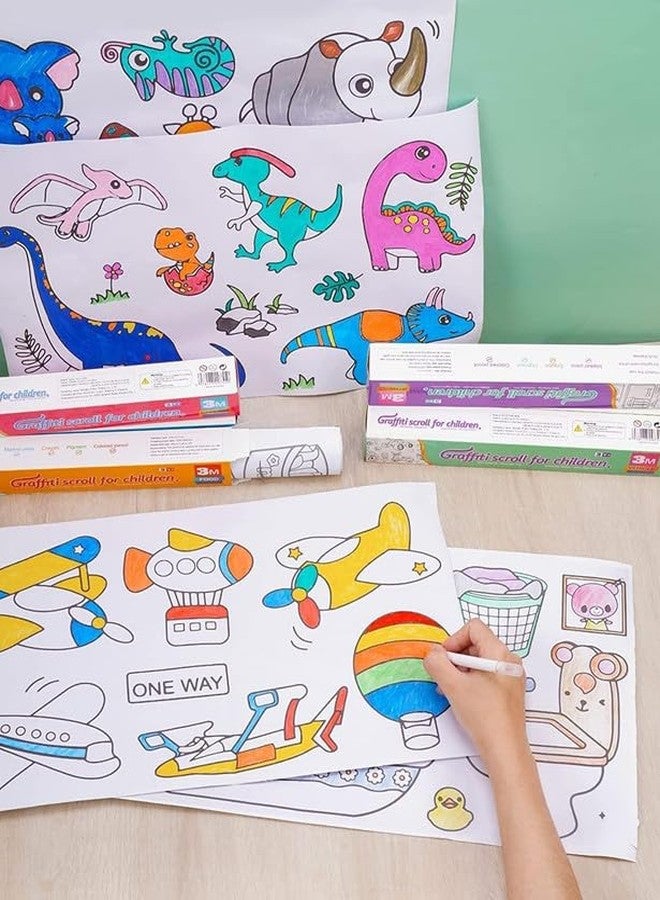 Feinerman لفة ورق الرسم فاينرمان للفنون والحرف للأطفال - ورقة تلوين عملاقة 30 × 300 سم للأطفال الصغار، ورق غير لاصق للأرضية والطاولة والجدار، هدية عيد ميلاد لأنشطة الأطفال (تصميم متنوع) - Image 3